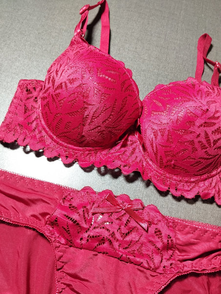 Bridal Mahroon Pushup Lace Bra & Panty Set – Silk & Satin Collection