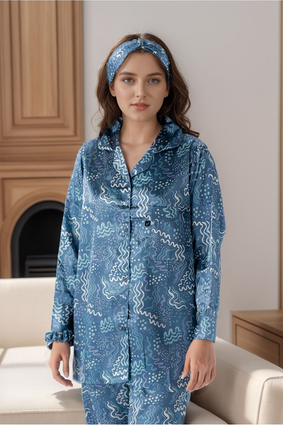 pure night bliss & casual daily wear women's printed silky finish night wear pajama set