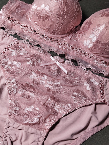 Bridal Pink Pushup Lace Bra & Panty Set – Silk & Satin Collection