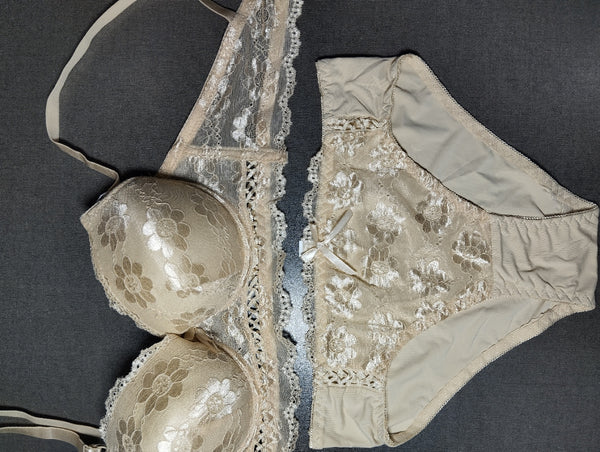 Bridal Floral Lace Pushup Bra & Panty Set – Silk & Satin Collection