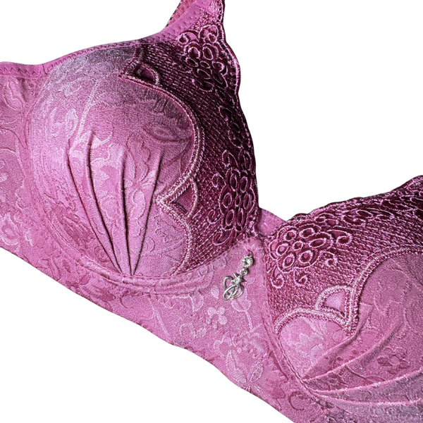 Floral Lace Push-Up Bra – Underwire, No Padding