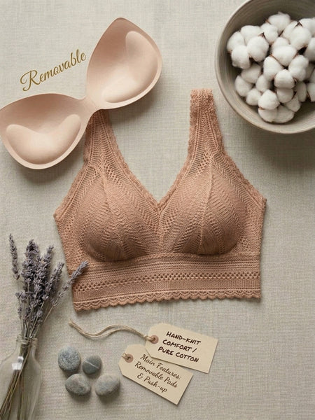 Women’s Lace Push-Up Bralette – Wireless Comfort with Removable Padding