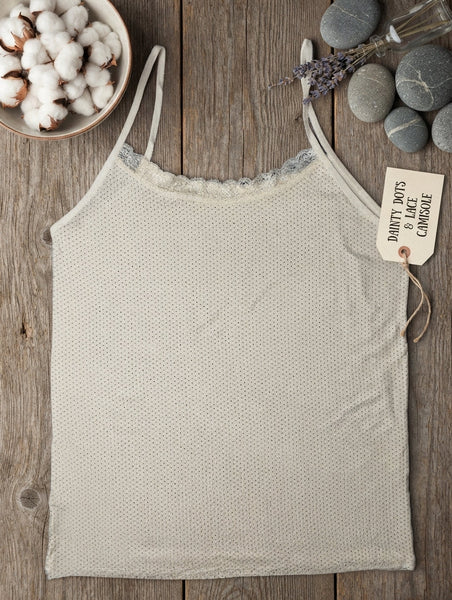 Women’s Skin Lace Trim Polka Dot Camisole