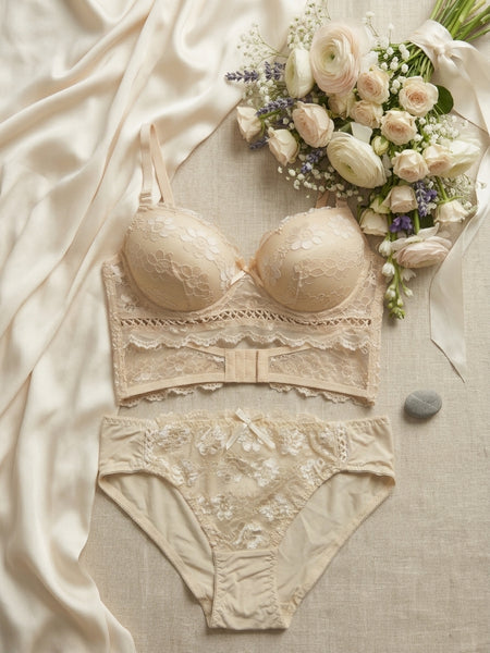 Bridal Floral Lace Pushup Bra & Panty Set – Silk & Satin Collection