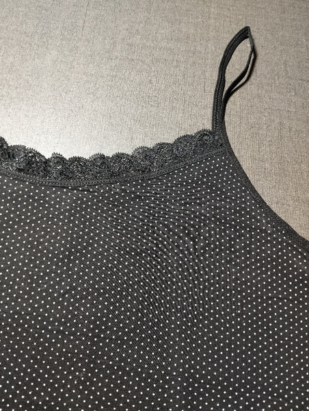 Women’s Black Lace Trim Polka Dot Camisole