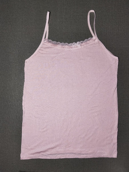Women’s Pink Lace Trim Polka Dot Camisole